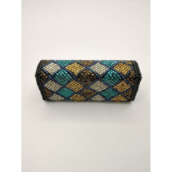 Handcrafted Beaded Lipstick Case With Lipstick Colorful Geometric Design Uniqu - Picture 3 of 7